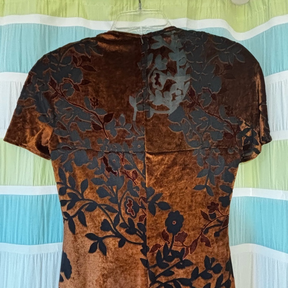 Vintage Joseph Ribkoff Crushed Velvet Floral Dress Sz 6 - Picture 9 of 10